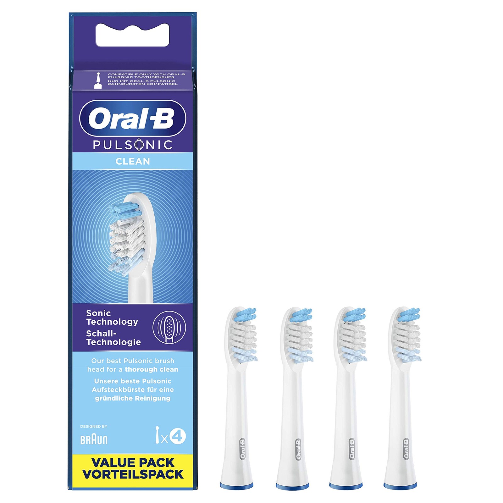 Pulsonic brossettes clean pour brosses à dents soniques recharge tête de rechange 4 unités