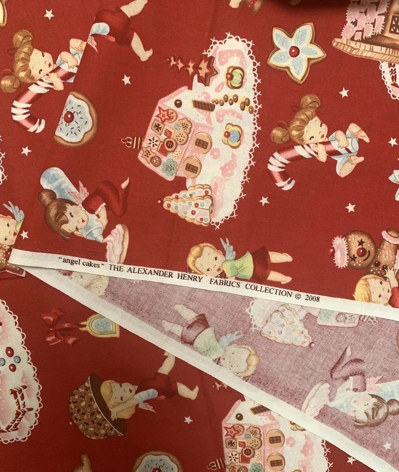 *OOP/HTF* Alexander Henry “Angel Cakes” 2008 algodón. "18""x22"" (cuarto de grasa) Foto 3 de 4