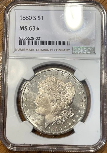 1880-S Morgan Silver Dollar $1 NGC MS-63* Star Flashy PL Coin