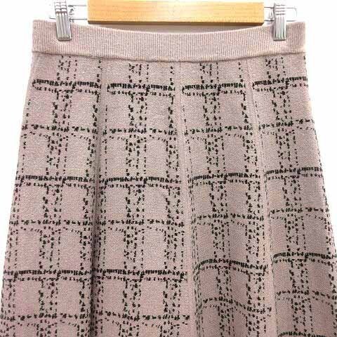 INDEX Flare Skirt Midi Long Fringe Pattern M Beig… - image 2