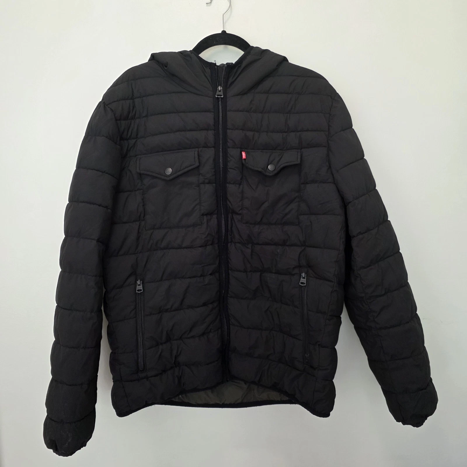 Levis Hooded Black Puffer Jacket Men’s XL Levi Levi's