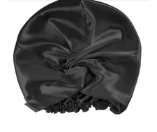 BLISSY 100% Silk Bonnet For Sleeping For Long & Curly Hair Mulberry NIB Black