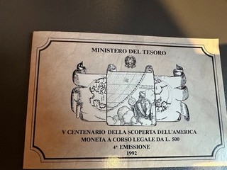 Italia V Centenario Scoperta America 4 Emissioni Complete 1989 1992 Argento