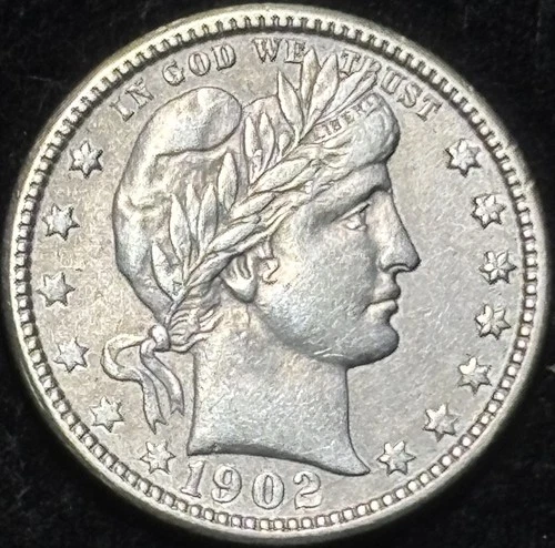 1902 Barber Quarter Silver Choice Example