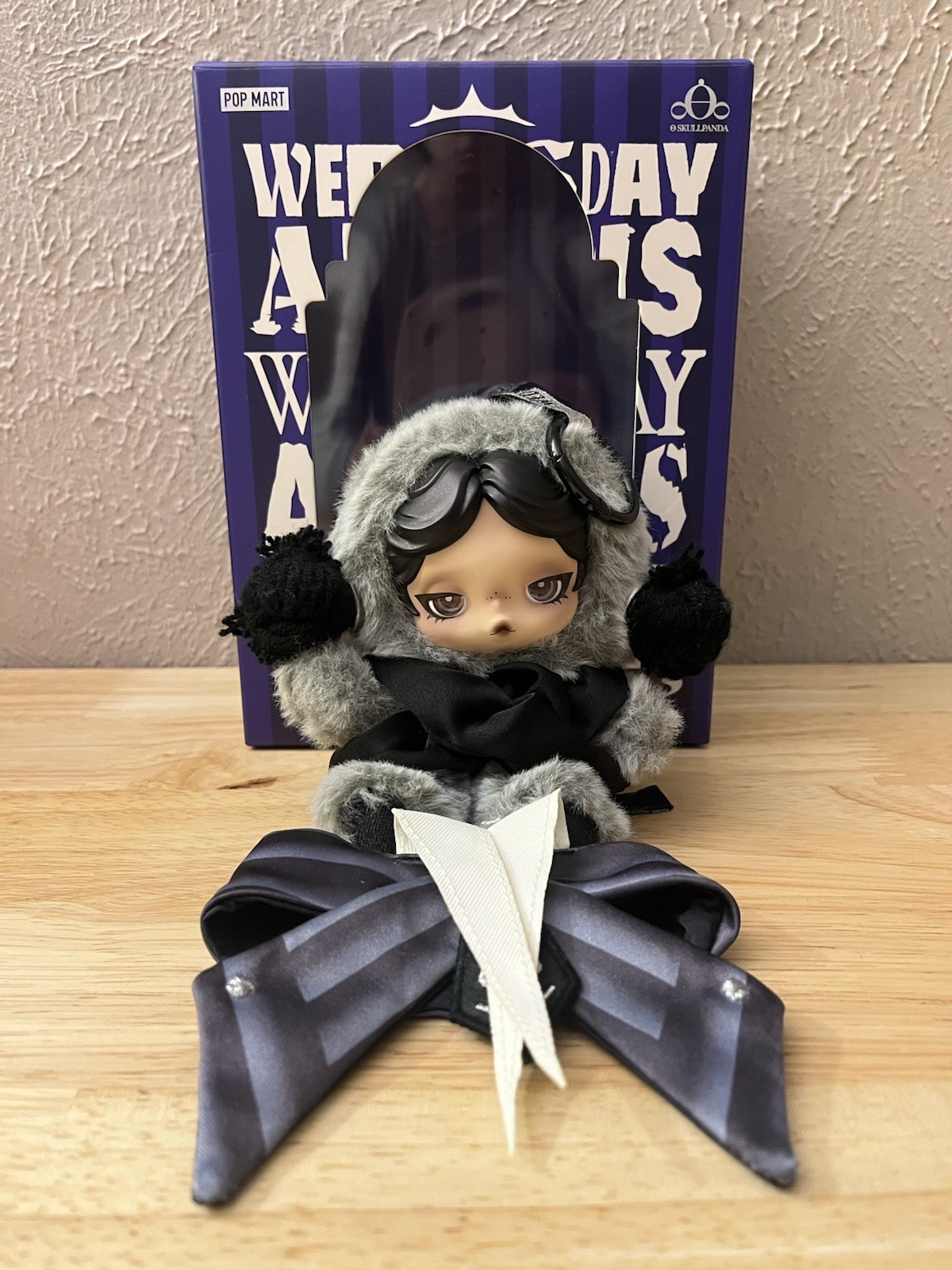 Pop Mart Skullpanda × Wednesday Plush (Nevermore Academy Uniform Version)