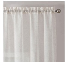 Simplebrand Natural Linen Textured Sheer Curtains 63 Inch Length 2 Panels