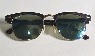 RAY BAN Havana Blue Flash Mirror Clubmaster Tortoise Sunglasses Style RB3016 