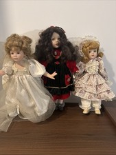 Vintage Porcelain Dolls Lot of 3 Victorian Dress Collectible Display