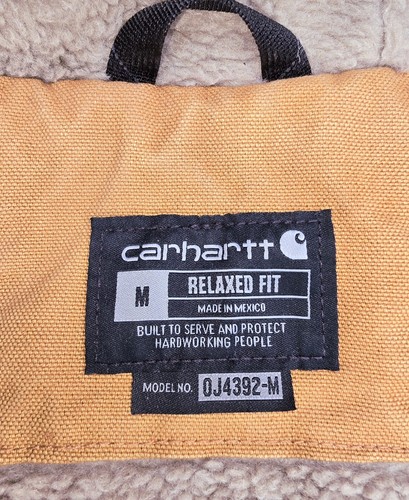 Carhartt Men's M Sherpa-Lined Relaxed Fit 0J4392 Washed Duck Hooded Jacket Faded - Picture 4 of 15