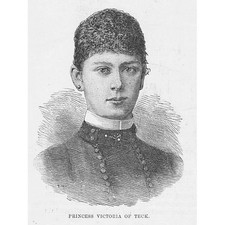 Princess Victoria of Teck - Antique Print 1889