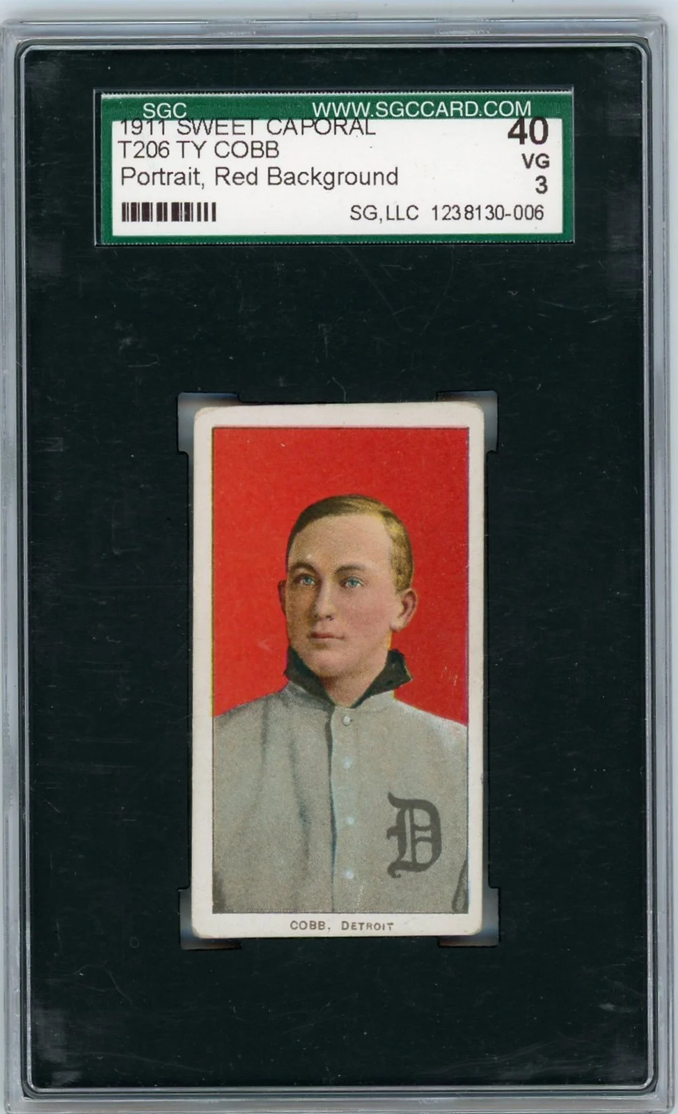 1911 Sweet Caporal (T206) Ty Cobb Portrait, Red Background SGC 3