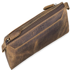 Federmappe Leder Vintage Stifte Euti 2 Fach rundes Federmäppchen groß St