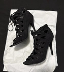 Chinese Laundry Women's Black Suede Lace-Up Peep Toe Stiletto Pumps 9 — photo 1