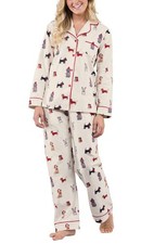 PajamaGram Christmas Pajamas For Women - Flannel PJs For Women, Cream, LG