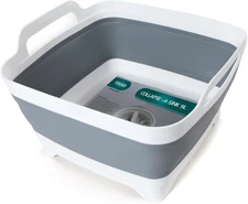 2.4 Gal(9L) Collapsible Dish Basin with Drain Plug,Space Saving Multiuse Gray