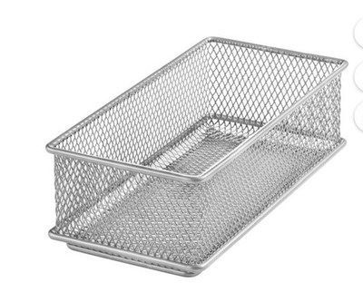 Silver Mesh Drawer Cabinet and or Shelf Organizer Bins, Supply Holder Office ...