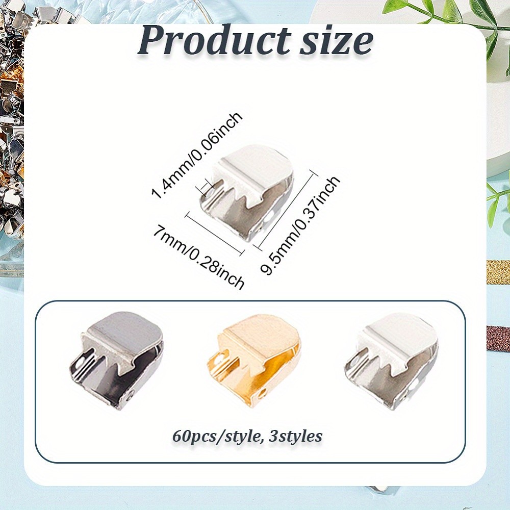 1box 180pcs Shoelace End Clip 3 color metal/Light / 202 Stainless Steel No Tie