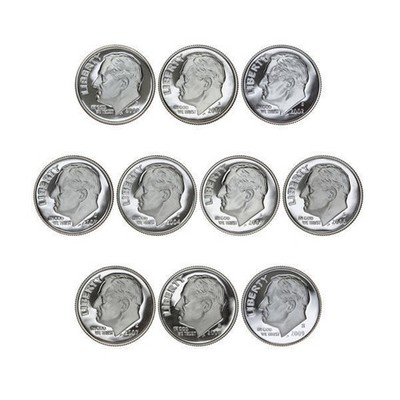 2000-2009 S Proof Roosevelt Dime Run Gem DCAM CN-Clad 10 coins