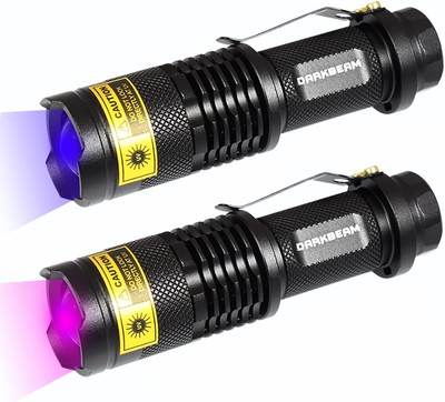 DARKBEAM UV 365nm and 395nm Flashlight Light Wood's Lamp Blacklight Black 