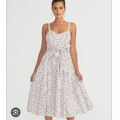 Rachel Roy Clara Dress NWT Flower Size 4 Open Back Tie Zipper Floral White Pink