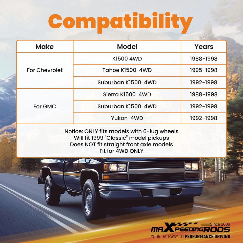 2-4" inch Lift Front Upper Control Arms For 1988-1998 Chevrolet GMC K1500 4WD - Image 4 of 4