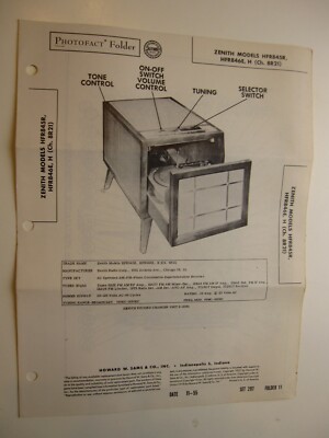 1950's Sams Photofact ZENITH Model HFR845R  HFR846E (Ch. 8R21)  BIS