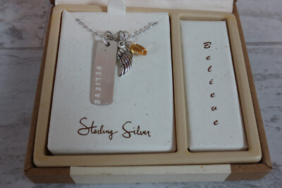 Straight From The Heart Sterling Silver Believe Necklace Wings New in Box