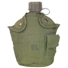 GENUINE USGI MILITARY SURPLUS 1 QUART WATER CANTEEN AND COVER ARMY OD GREEN GC