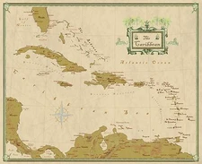 Caribbean and West Indies Wall Map Mural and Poster Modern Day Antique Edition