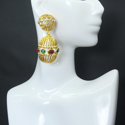 Pendientes vintage retro linterna ovalados - Imagen 2 de 3