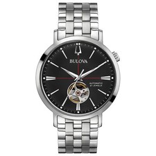 Bulova 96A199 Automatic Black Dial Stainless Steel Men's Watch jp