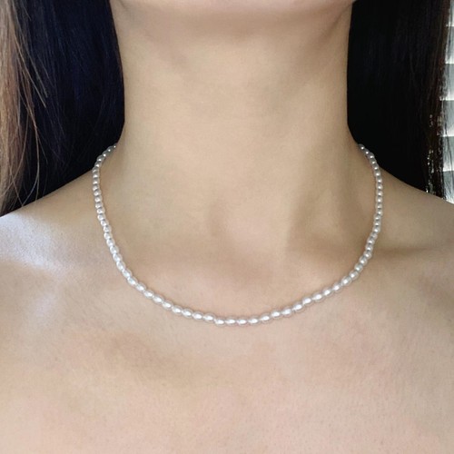 White Pearl Beads Necklace Simple Dainty Classic Tiny Layered Stackable Choker - Picture 11 of 12