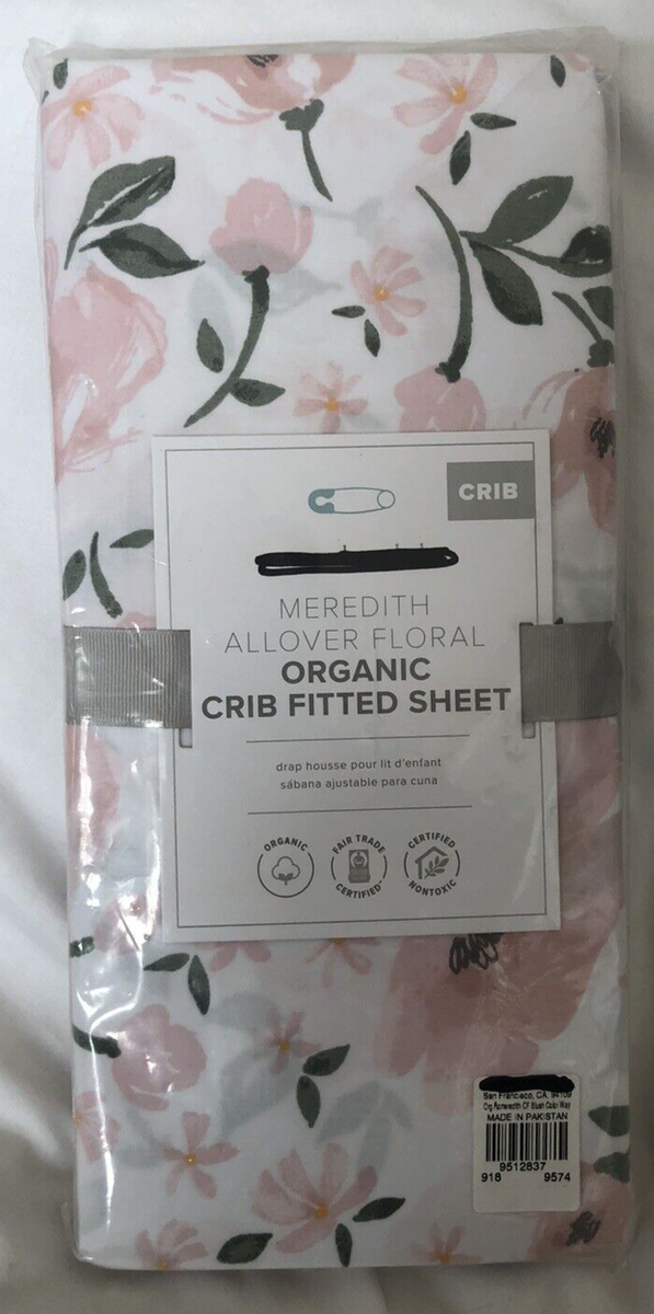 Pottery Barn Baby Organic Fitted Crib Sheet Meredith AllOver Floral New