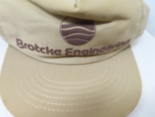 BROTCKA ENGINEERING VTG Baseball Hat Made in USA Snapback Khaki Denim Full