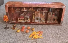 Holiday Time Thanksgiving Village House Set The Pumpkin Place 10-Pc Lighted + 9