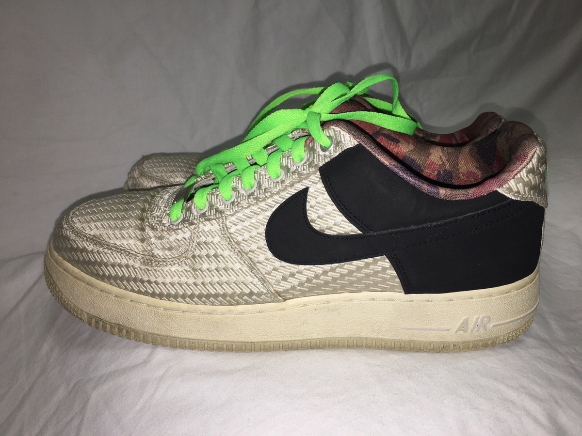 Nike Air Force 1 Woven Camo Mortar Black Flash Lime Size 11.5