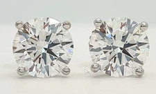 2.00 Ct E VVS2 Ct Round Lab Grown Diamond Studs Screw Back 14k IGI Certified
