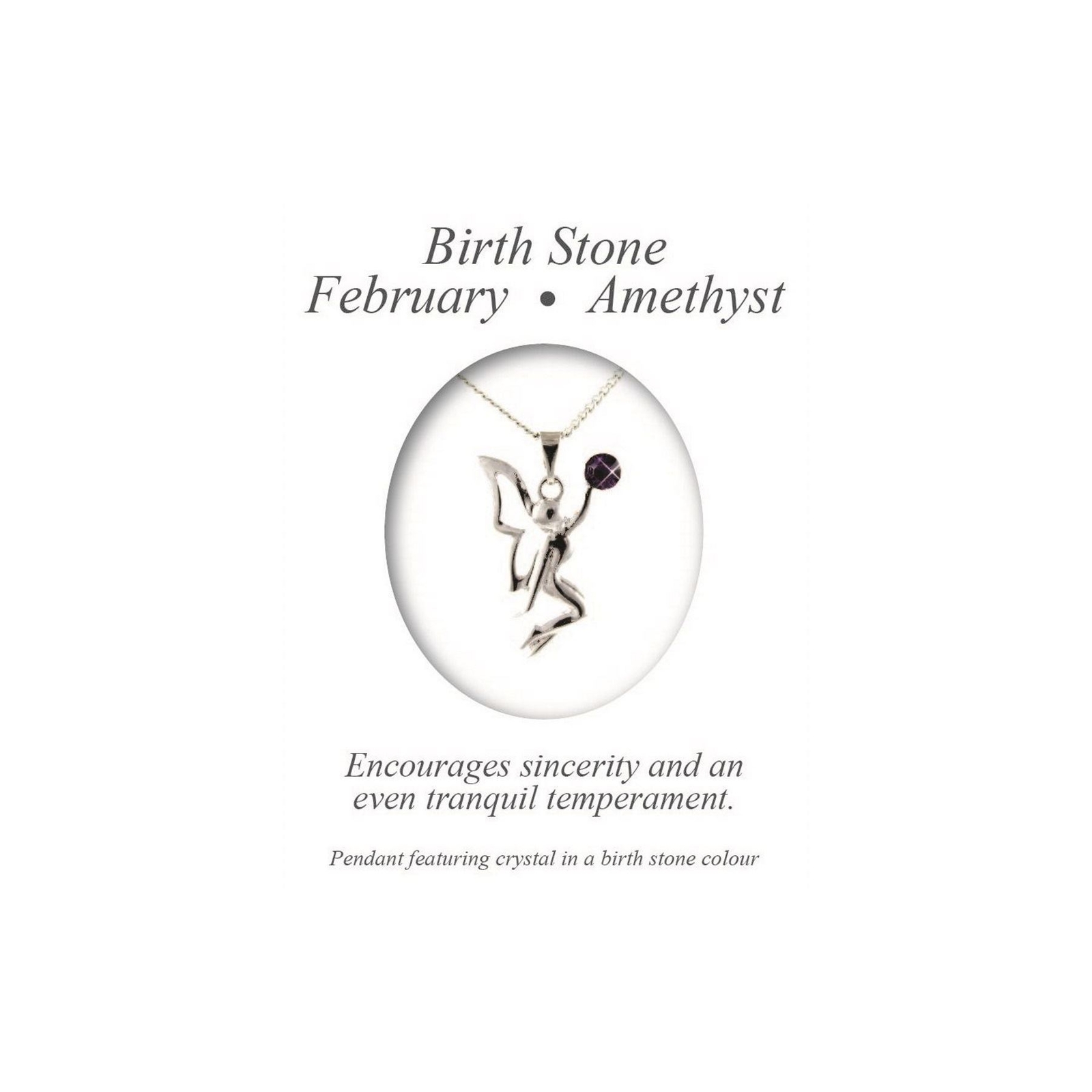 Birthstone Fairy Pendant February Amethyst Purple Necklace Chain - Angelys