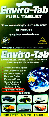 Enviro-Tab FUEL TABLETS Save Fuel Boost Octane Reduce Emissions 10-Pack 70L tank