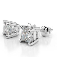 Princess Cut 1.50 CT D/SI1 Affordable Diamond Stud Earrings 14K White Gold