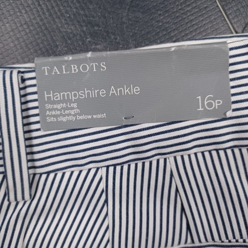 Talbots Hampshire Ankle Pants Petites Womans Size 16P Blue White Stripe NWT - Picture 2 of 13