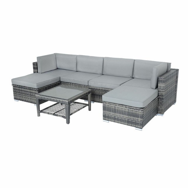 Azuma Outdoor Monaco 7pc Aluminium Rattan Garden Furniture Patio