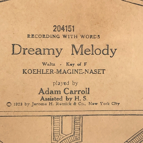 Dreamy Melody 204151-E Ampico Piano Roll Waltz Koehler Magine Naset Adam Carroll - Picture 4 of 10