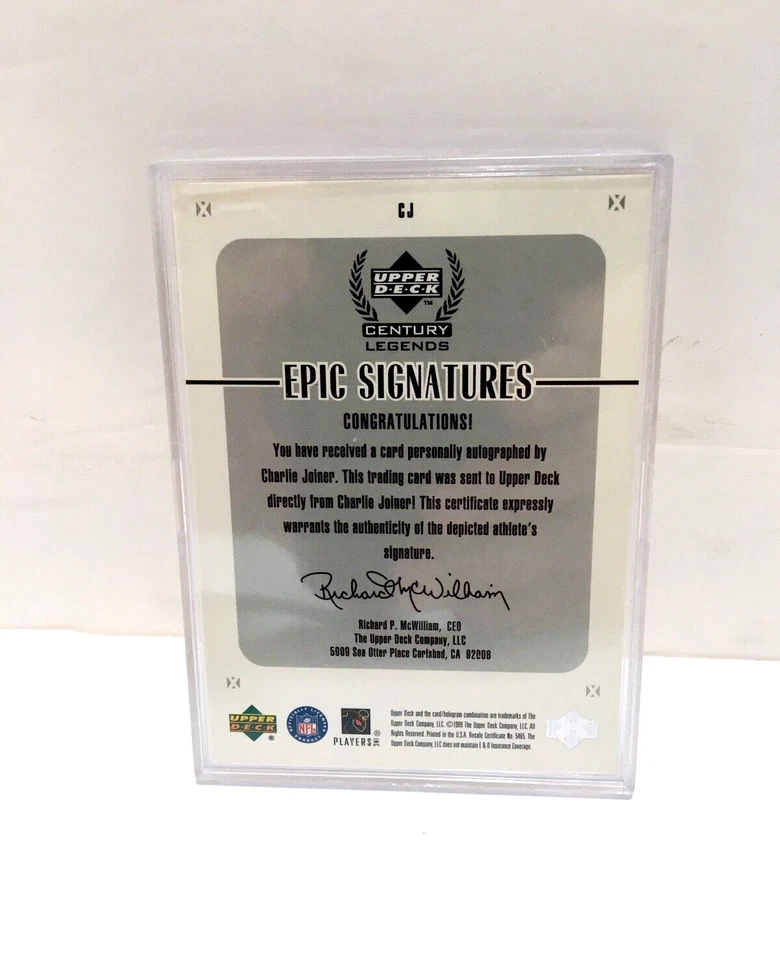 1999-00 Upper Deck Century Legends Epic Signatures Charlie Joiner auto #CJ - Image 2 of 4