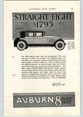 1926 Paper Ad Car Auto Automobile 3 PG Auburn Straight Eight 8-88 ...