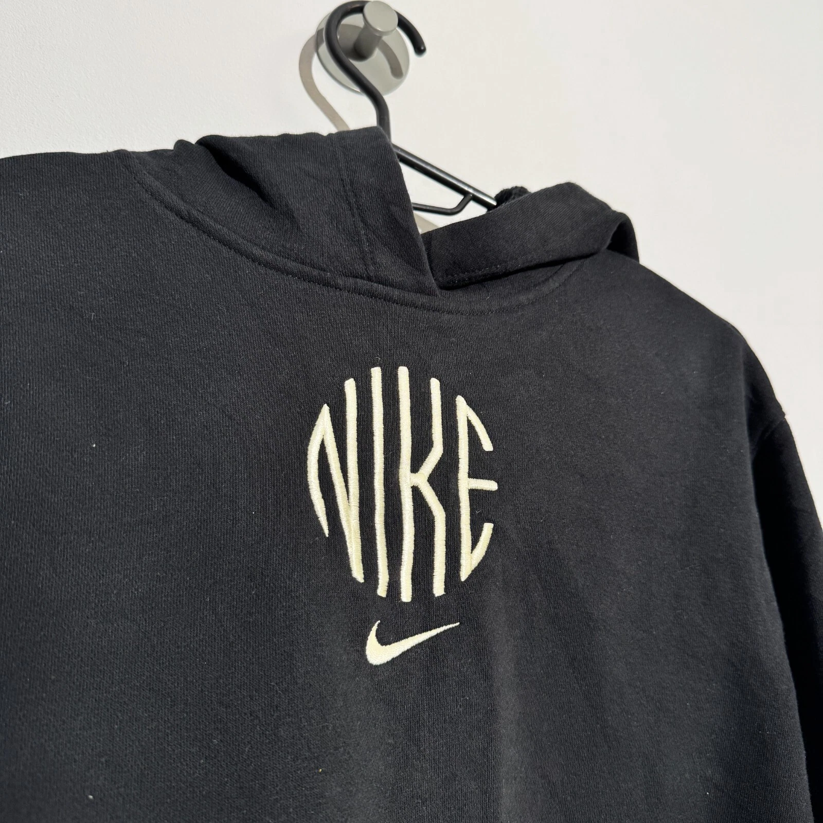 GUCCI Felpa con cappuccio Nike vintage donna XXS cotone nero anni 90 corsa sport cropped fit