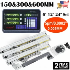 3Axis Linear Scale 6" 12" 24" w/ DRO Display Digital Readout for CNC Milling, US