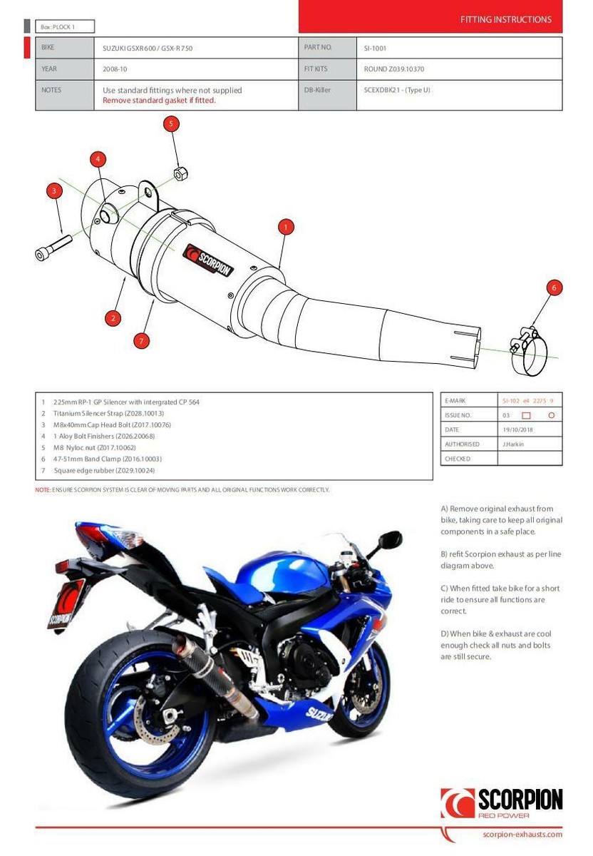 Scorpion Exhaust RP1-GP Slip-on Carbon Fibre Suzuki GSXR 600/750 