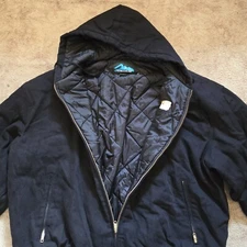 Tn-Mountain Mens Quilt Lined Insulated Hooded Durable Duck Jacket Black Size 3XL