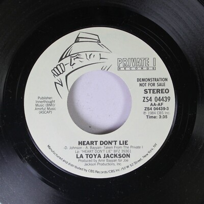Soul Promo 45 La Toya Jackson - Heart Don'T Lie / Heart Don'T Lie On Private I
